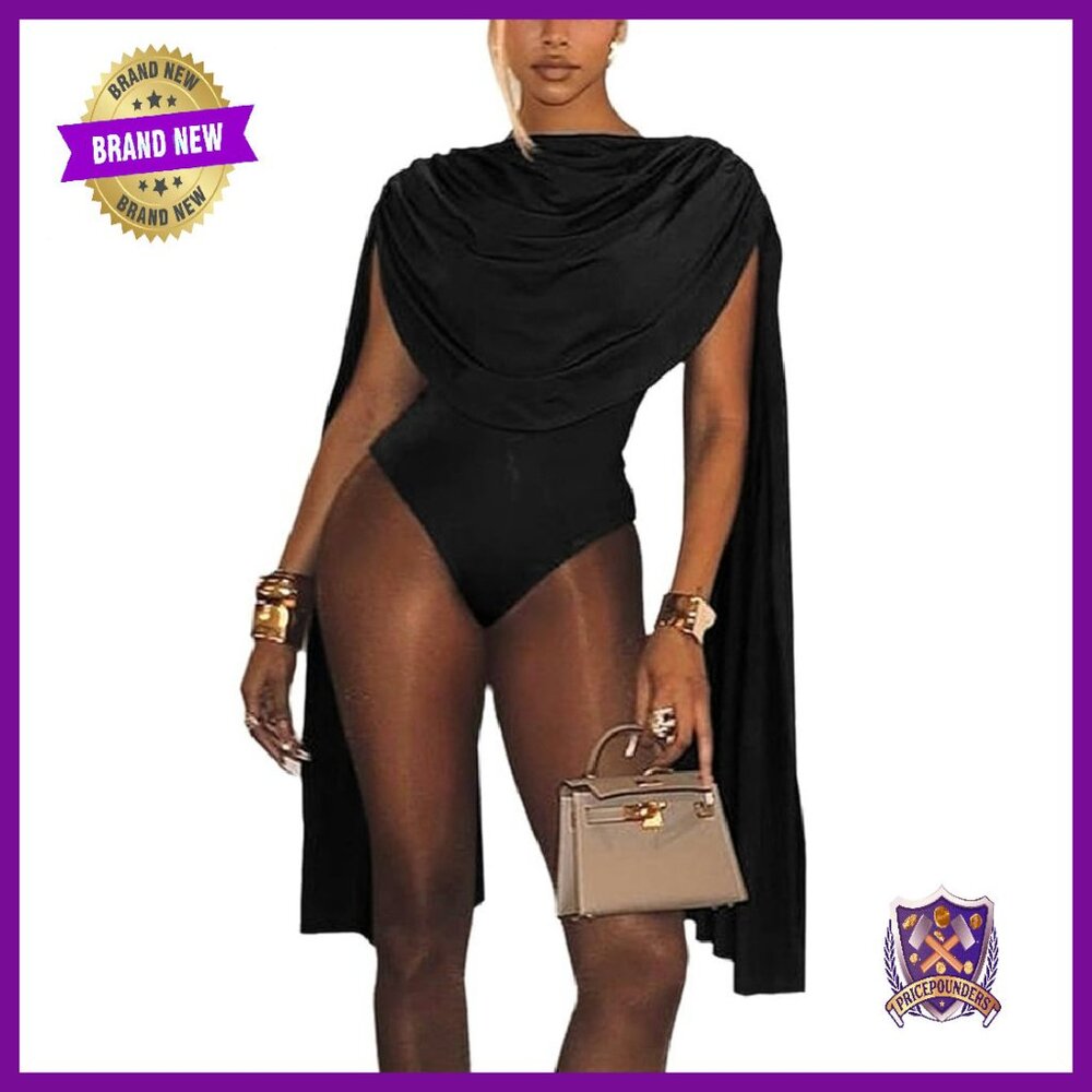 Sexy Long Sleeve Cape Jumpsuit Bodycon Romper Polyester Spandex
